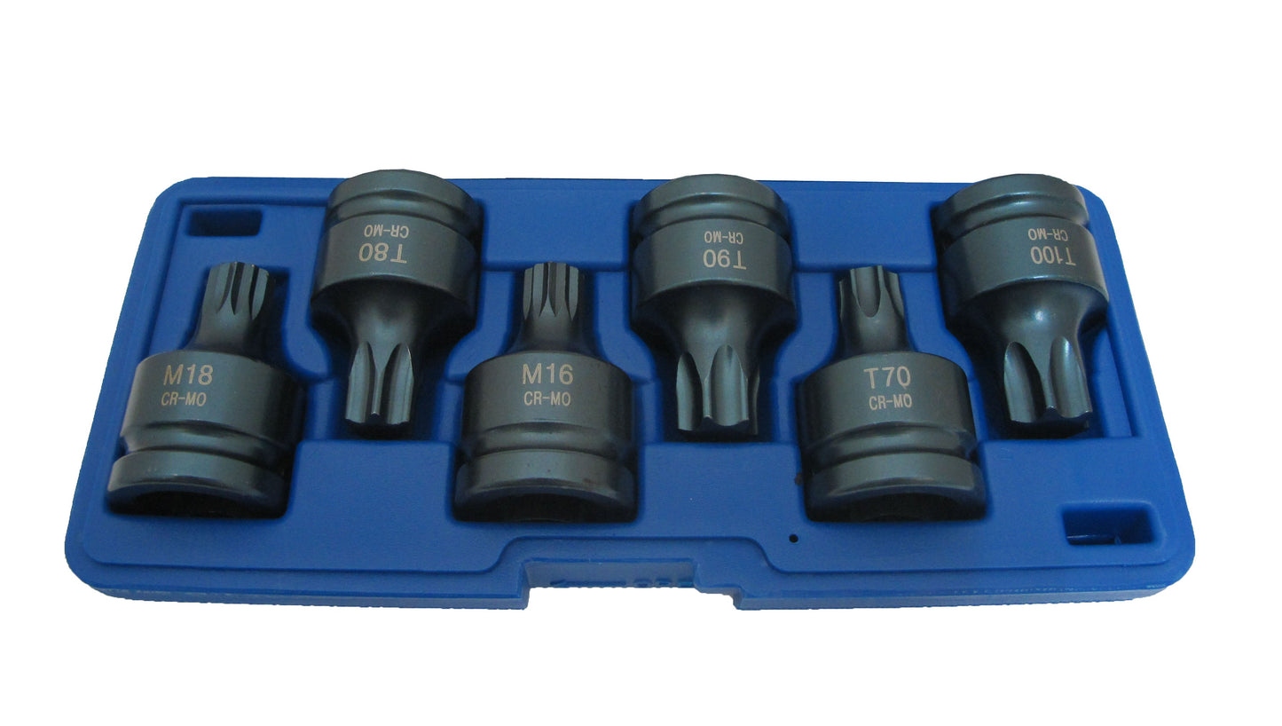 HCB-A2230 - TX-STAR & SPLINE IMPACT BIT SOCKET SET (6PCS) [Dr 3/4" ]