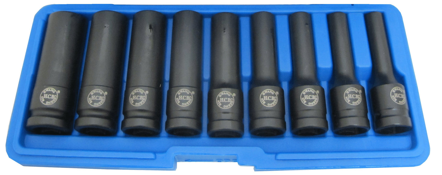 HCB-A2229 - DEEP STAR-E IMPACT SOCKET SET (9 PCS) 1/2" Drive